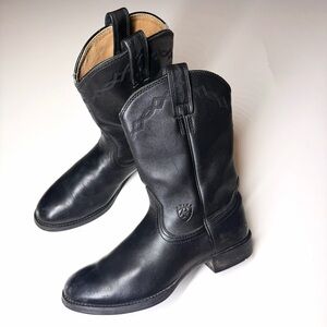 Ariat Women’s Heritage Roper Western Cowboy Boots Black Leather Round Toe Sz-7.5